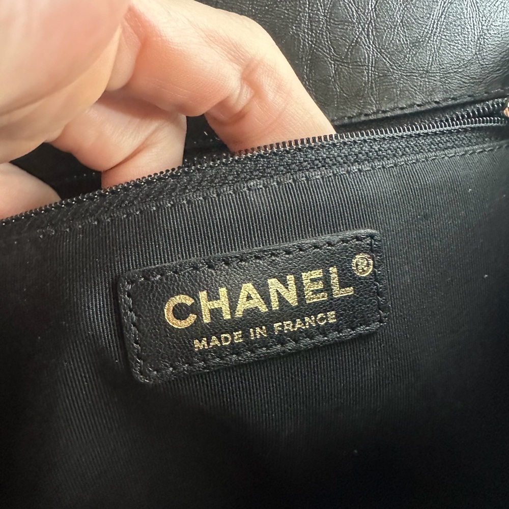 Chanel Trendy CC Top Handle Flap Bag Black Chevron Leather GHW - Picture 11 of 17